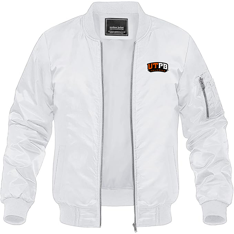 Men' UTRGV Vaqueros Lightweight Bomber Jacket Windbreaker Softshell Varsity Jacket Coat